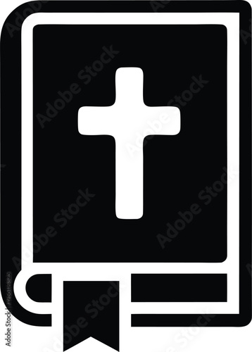 bible closed book with cross or blank cover vector illustration on transparent background