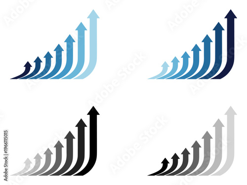 Curved Up Arrows Vector Set Stock Vector