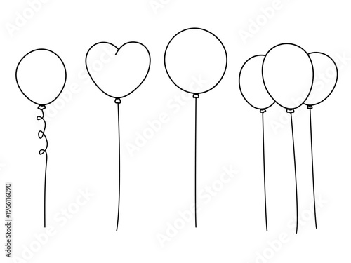 Outline balloon icons. Isolated vector graphics.