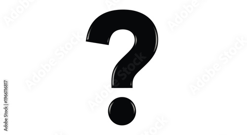 A stark black question mark dominates a white background representing uncertainty inquiry or a missing piece high quality professional detailed modern