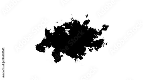 Transitions of black expanding paint stains on white backdrop Grunge Ink spreads and fills the screen, flows and streams, Ink bloom, Ink bloom, Ink Drops Transition on Black Background. 4k video