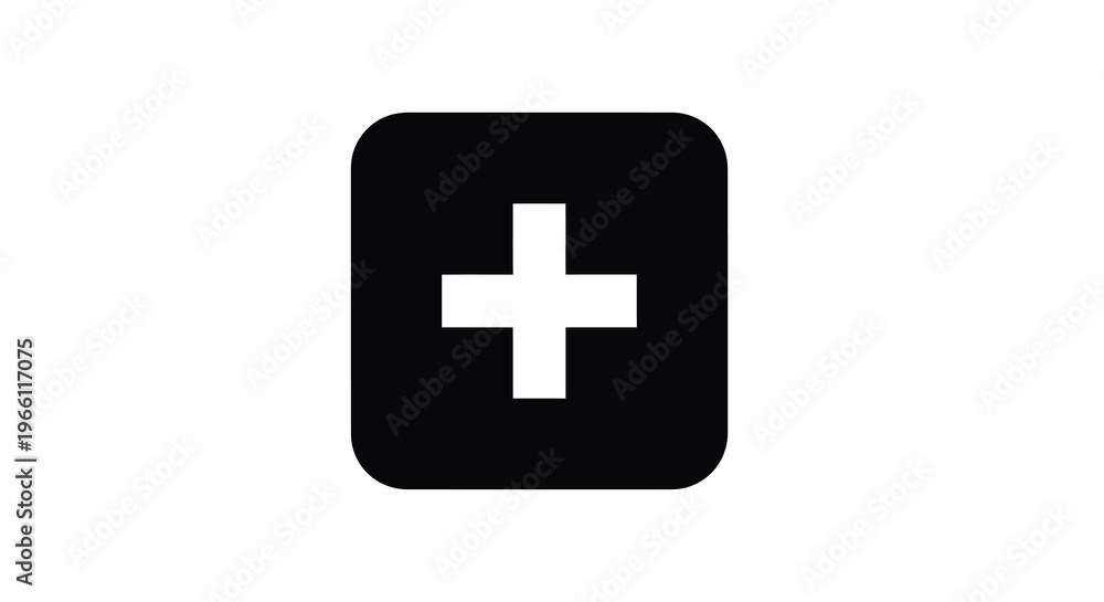 Fototapeta premium A minimalist depiction of a black square with a centered white plus sign inside creating a simple icon high quality professional