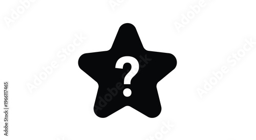 A stark black star shape contains a prominent white question mark suggesting uncertainty or a missing answer high quality professional detailed