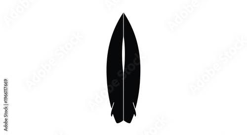 A minimalist graphic depicts two black surfboards positioned vertically and closely aligned on a white background high quality professional detailed modern