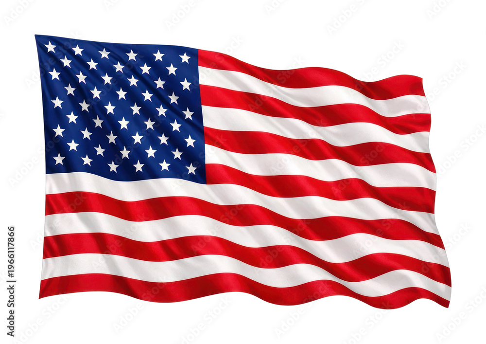 Obraz premium PNG American flag waving proudly.