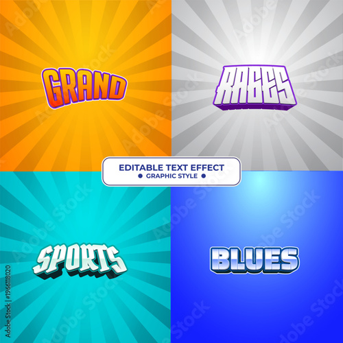 Set of four editable text effects with different graphic styles.