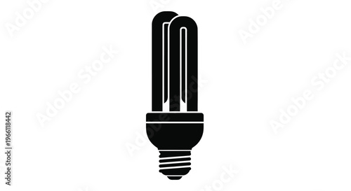 A black silhouette depicts a compact fluorescent lamp commonly known as a cfl against a white background high quality professional detailed