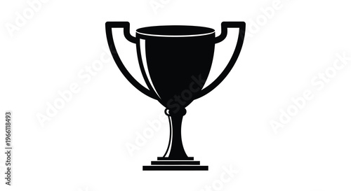 A stark black silhouette depicts a classic trophy with ornate handles and a wide base symbolizing achievement high quality professional detailed