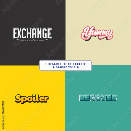 Flat Editable Text Effect Set - Creative Graphic Styles Toolkit