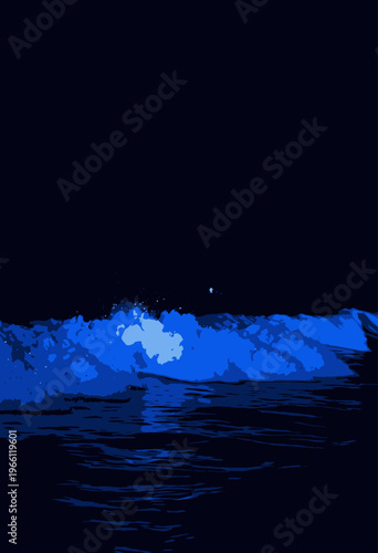 Mesmerizing Bioluminescent Ocean Waves Illuminate the Night with a Mysterious Blue Glow Under a Starless Sky