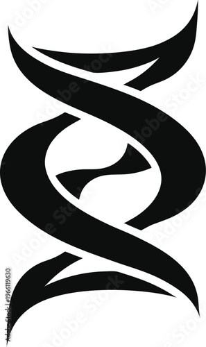 DNA Helix Silhouette Icon Minimalist Genetic Science Medical Symbol Black Vector Clean Design Isolated Transparent Background Modern Flat Illustration Asset