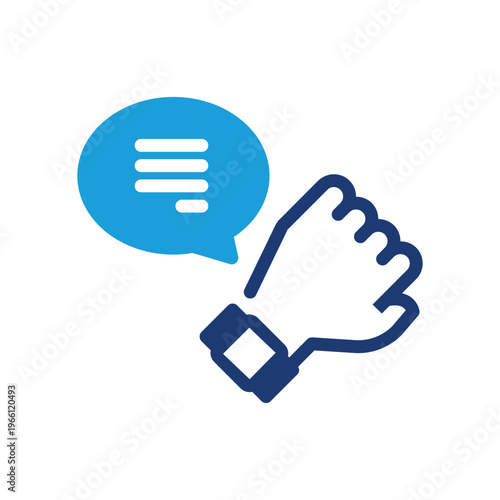 hand wear smartwatch with bubble chat colored icon vector design good for web or mobile app