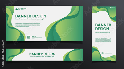 abstract gradient green background banner template design