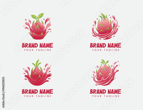 dragon fruit juice logo abstract design illustration