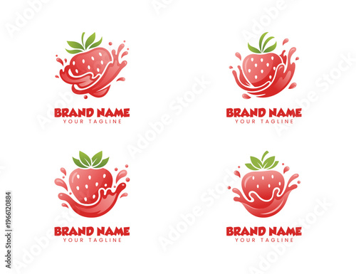 strawberry juice logo abstract design illustration