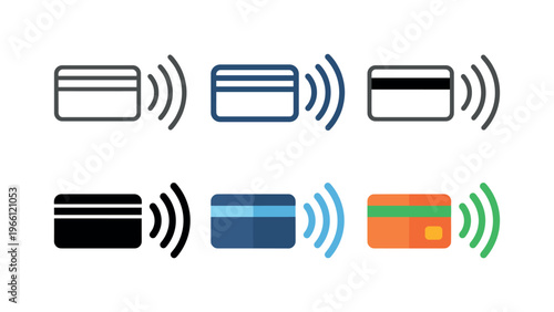 Contactless payment icons showing credit cards with wireless signals