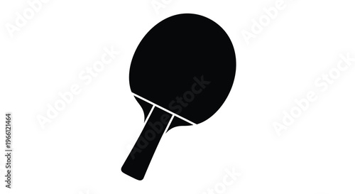 A stark black silhouette depicts a table tennis paddle angled slightly to showcase its rounded hitting surface and grip high quality