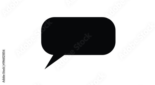 A stark minimalist image features a solid black speech bubble against a clean white background conveying communication high quality professional detailed
