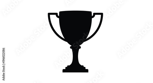 A stark silhouette depicts a classic trophy with a rounded body ornate handles and a pedestal base high quality professional detailed