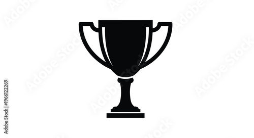 A stark black silhouette depicts a classic trophy with two handles and a pedestal base signifying victory high quality professional detailed
