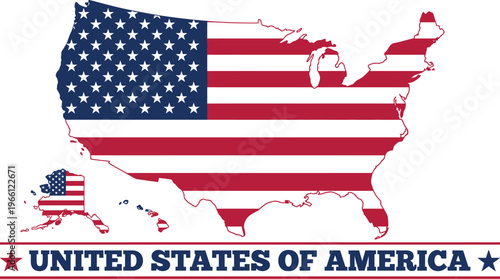 United States of America Flag Map Design for Patriotic Celebration Independence Day National Pride and Editorial Use