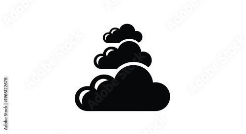 A minimalist black and white illustration depicts a stylized mountain formed from overlapping cloud shapes high quality professional detailed modern elegant