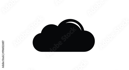 A simple black silhouette depicts a fluffy cloud formation with a partial sun peeking from behind it high quality professional detailed