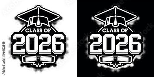 Lettering Senior Class of 2026 for greeting, invitation card. Text for graduation design, congratulation event, T-shirt, party, high school or college graduate. 