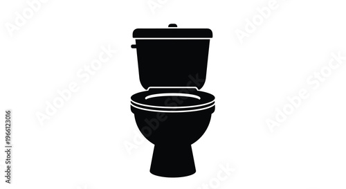 A stark black silhouette depicts a standard toilet showcasing its basic form and functionality in a simple design high quality professional