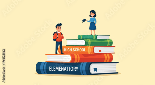 Kids on stack of books.