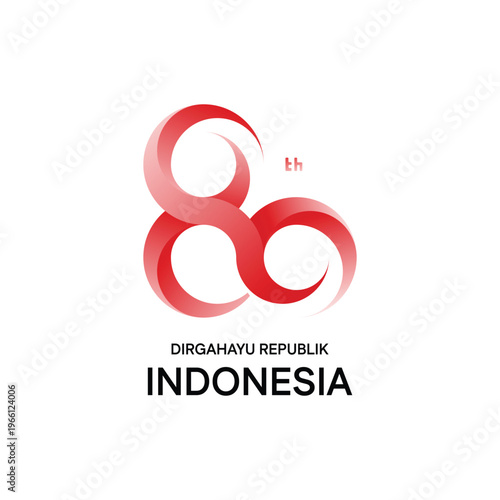 Logo HUT RI 80th indonesia independence day template graphic
