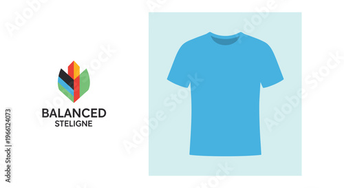 Blue t-shirt in minimalist style with soft lighting for e-commerce