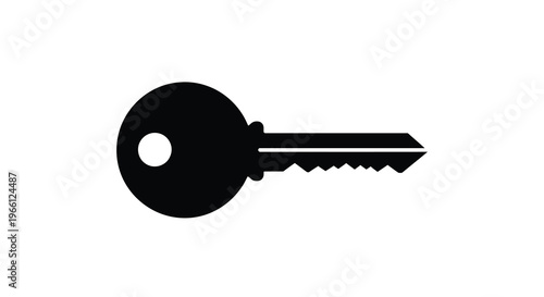 Photos A simple flat design illustration depicts a classic black key laying horizontall