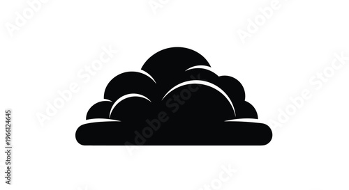 A simple black silhouette depicts a cluster of fluffy clouds resembling a cumulus formation against a white background high quality professional