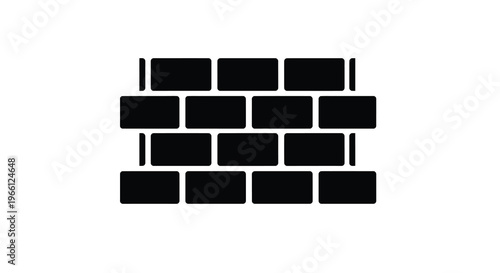 A minimalist black and white depiction showcases a brick wall pattern featuring rectangular bricks arranged in staggered rows high quality professional