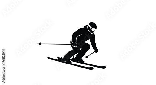 A dynamic silhouette of a skier in motion suggesting speed and athleticism on snowy slopes high quality professional detailed modern elegant