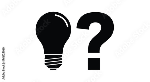 A stark black and white image depicts a lightbulb alongside a question mark symbolizing innovation and uncertainty high quality professional detailed