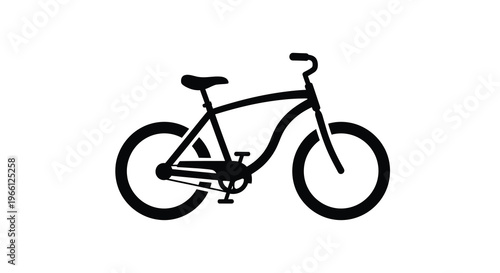 A simple black silhouette depicts a classic cruiser bicycle showcasing its frame wheels and handlebars high quality professional detailed modern elegant