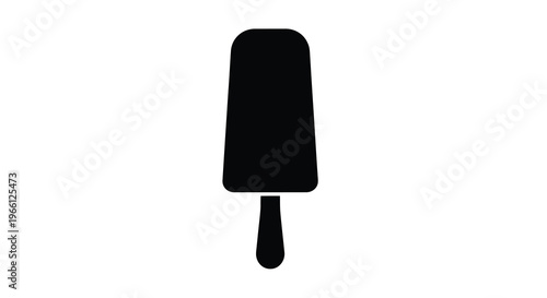 A stark black silhouette depicts a popsicle on a white background showcasing a simple iconic dessert illustration high quality professional detailed