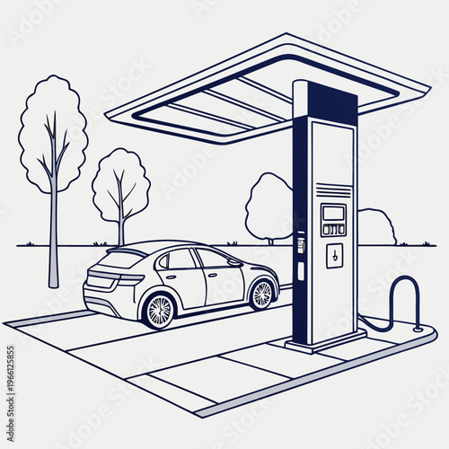 Car charging at an electric vehicle station