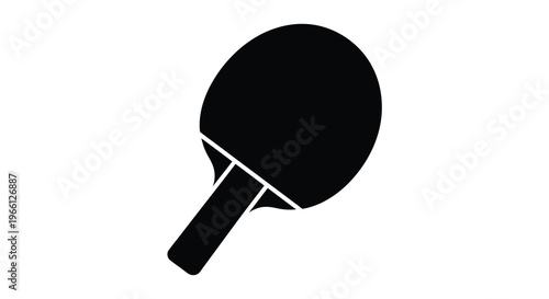 A simple black silhouette depicts a table tennis paddle isolated on a stark white background showcasing its form high quality professional