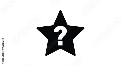 A stark black star shape prominently features a white question mark centered within its points high quality professional detailed modern elegant