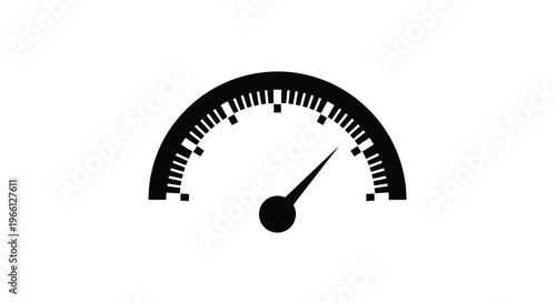 A simple black and white gauge illustration depicts a measurement dial with a needle pointing towards a value high quality professional