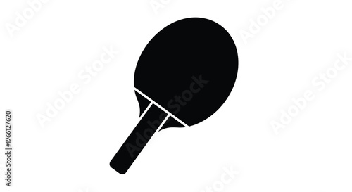 A minimalist depiction of a black ping pong paddle against a stark white background representing the sport high quality professional detailed