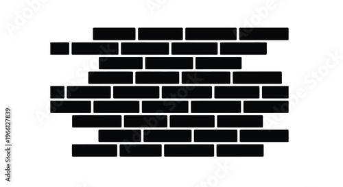 A minimalist black and white composition showcasing a staggered brick pattern against a plain white background high quality professional detailed modern