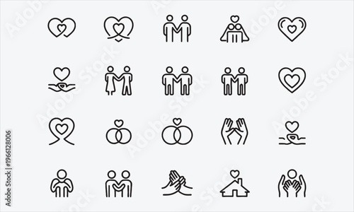 Love and Togetherness Icons Thin Line Vector Symbols of Family and Identity