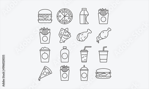 Meat icon set. Containing Meat products, food, Ham, Sausage, Steak, Chicken, Bacon. vector illustration