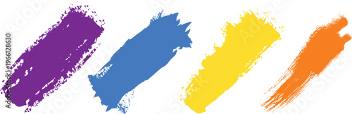 Vibrant colorful brush strokes isolated on white background for design