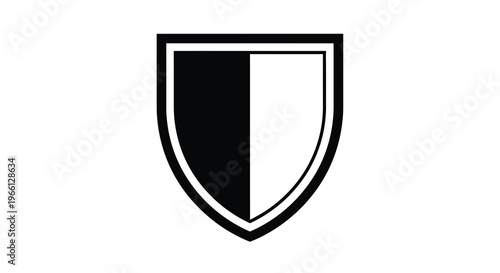 A stark black and white shield design is prominently displayed split vertically into two contrasting halves high quality professional detailed modern