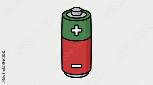 Vibrant Cartoon Battery with Plus and Minus Signs